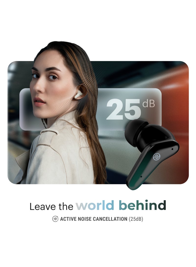 Buds VS102 Pro Truly Wireless Earbuds with 70 Hours of Extended Playtime, Clear Calling With Quad Mic ENC, BT v5.3, Disturbances Cancelled Up To 25dB with ANC Aurora Green