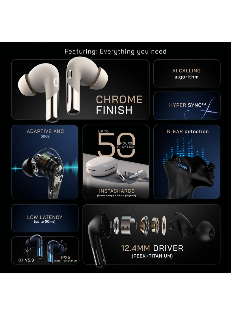 Newly Launched Buds Xero Truly Wireless in-Ear Earbuds with Adaptive Hybrid ANC Up to 50dB to Detect Sound Environment, in-Ear Detection, Sound+ Algorithm, 12.4MM Driver, BT v5.3 Chrome Beige - pnsku/N70126923V/45/_/1730792962/a9255823-46e2-400d-890a-85edda37fea3