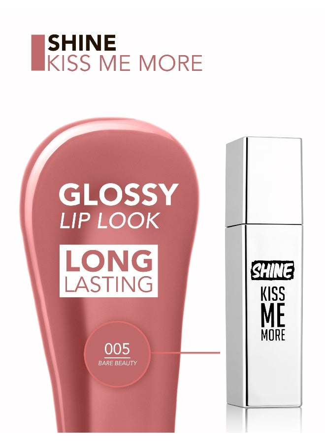 flormar Shine Kiss Me More Liquid Lipstick – 005 Bare Beauty – High-Shine Liquid Lipstick, High Pigment, Smooth Comfortable Wear, Long-Lasting Glossy Finish 005 Bare Beauty - Image 5