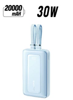 20000 mAh Zolo Power Bank With Built-in USB-C Lightning Cables Blue