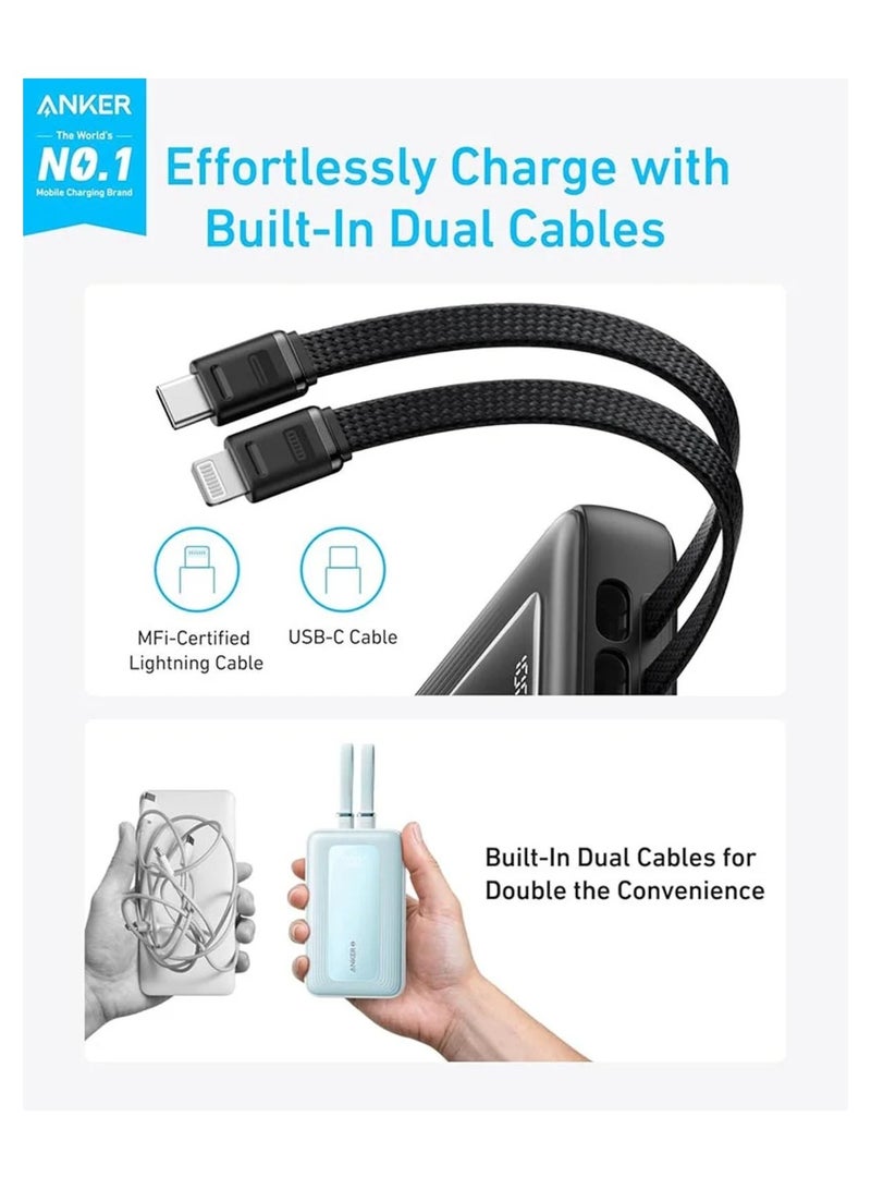 Anker - 20000 mAh Zolo Power Bank With Built-in USB-C And Lightning Cables Black - Image 1