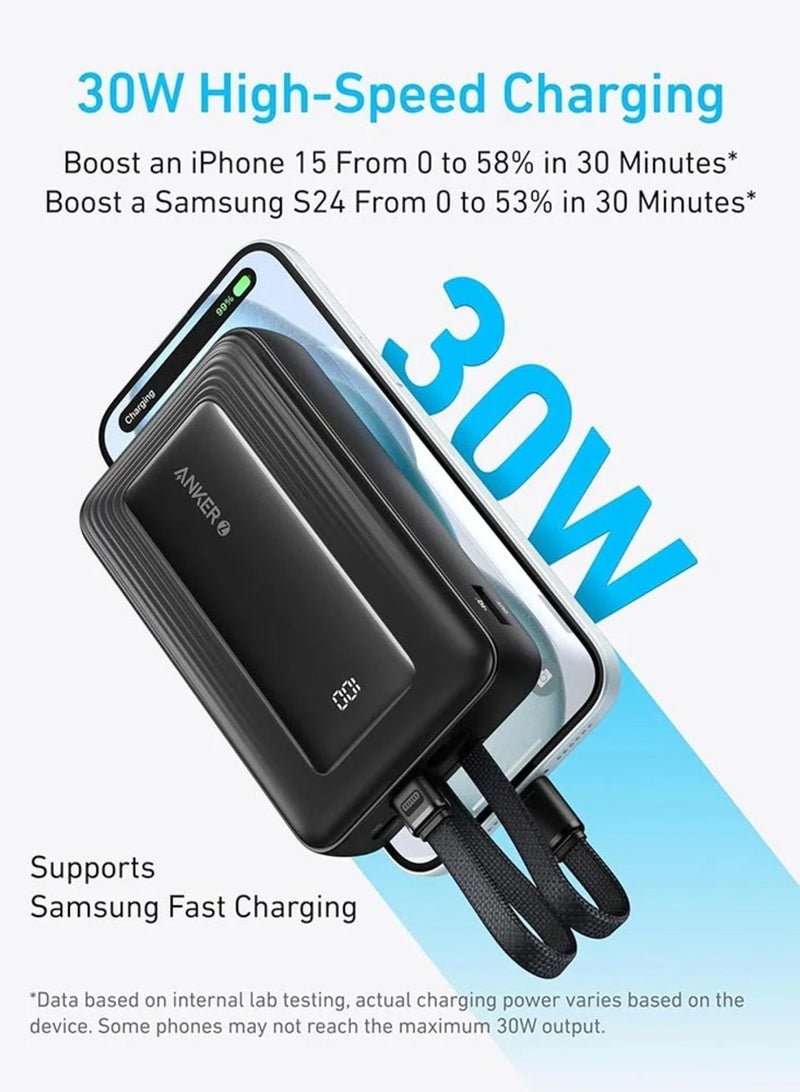 Anker - 20000 mAh Zolo Power Bank With Built-in USB-C And Lightning Cables Black - Image 1