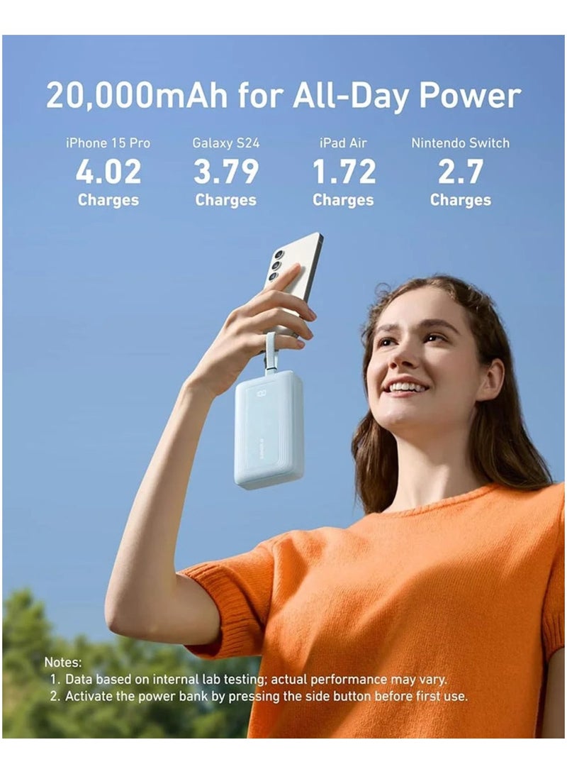 Anker - 20000 mAh Zolo Power Bank With Built-in USB-C And Lightning Cables Black - Image 1