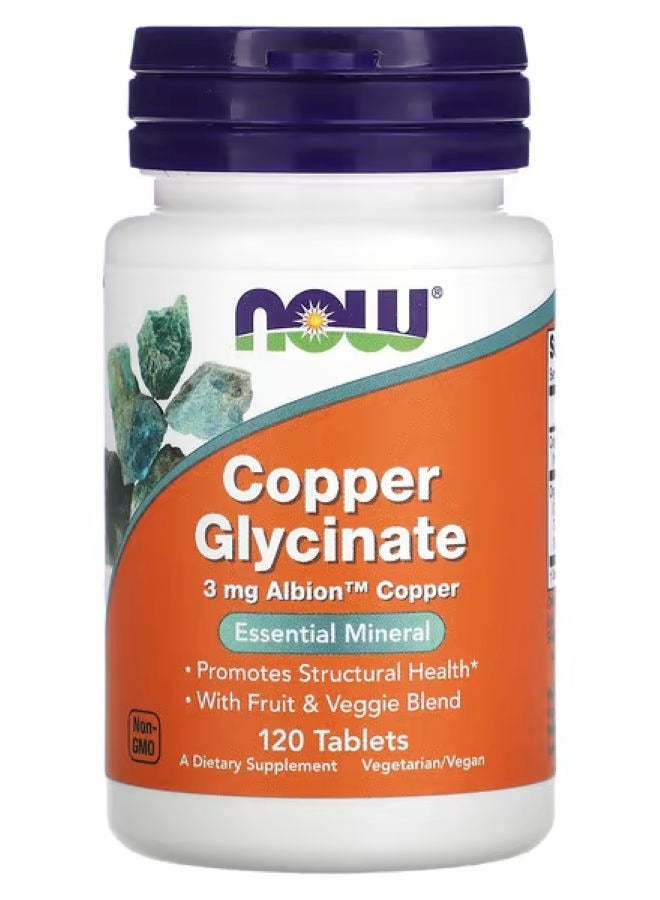 ناو فودز Copper Glycinate, 3 mg, 120 Tablets 