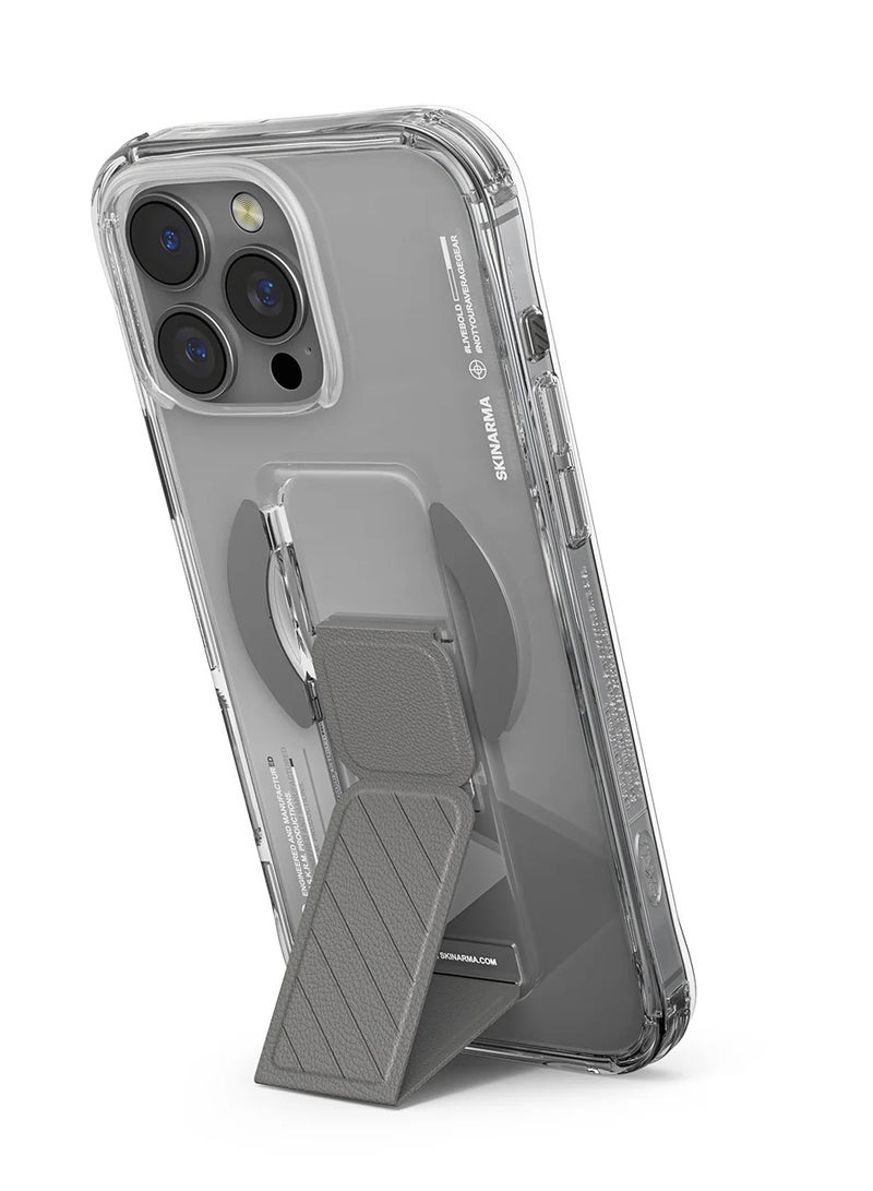 Skinarma Series Axon Protective Case with Extenable Grip-Stand Extends Outwards For Hands-Free Viewing Mag-Charge Secure Magnetic Alignment Compatible with iPhone 16 Pro Max Grey Titanium  - Image 3