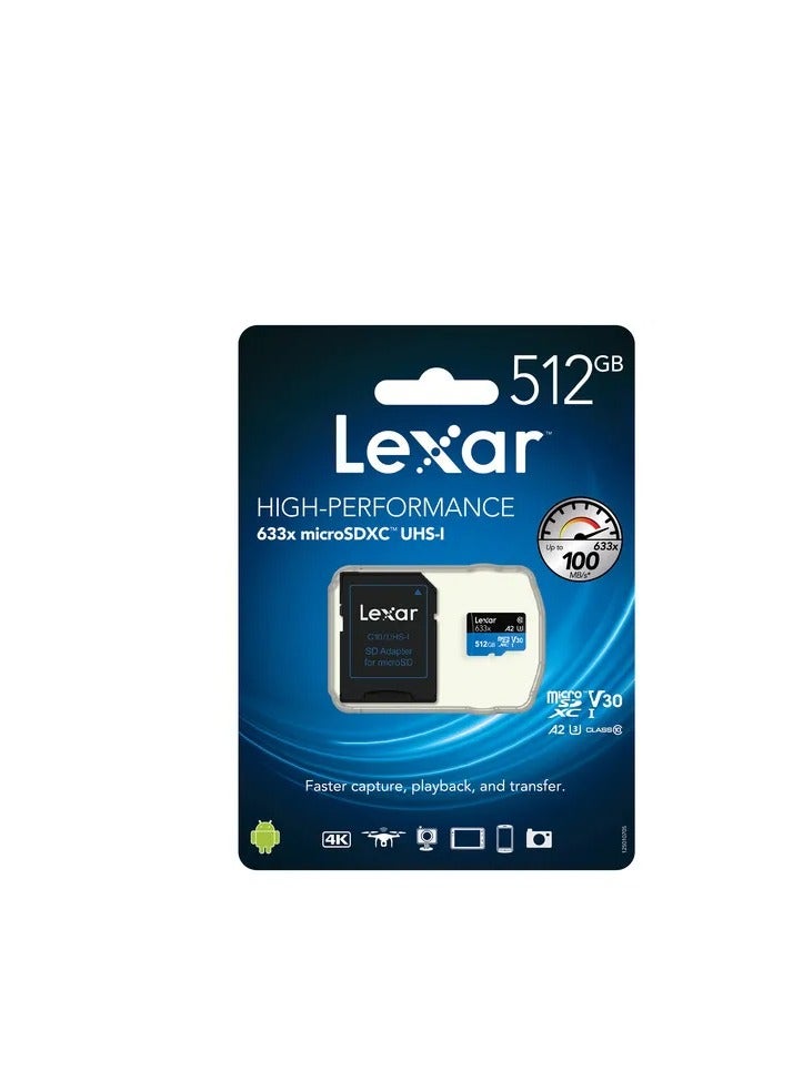 Lexar - 633x 512GB TF Card High-performance Micro SD Card Class10 U3 A2 V30 High Speed TF Card For Phone Camera Dashcam 512 GB - Image 1