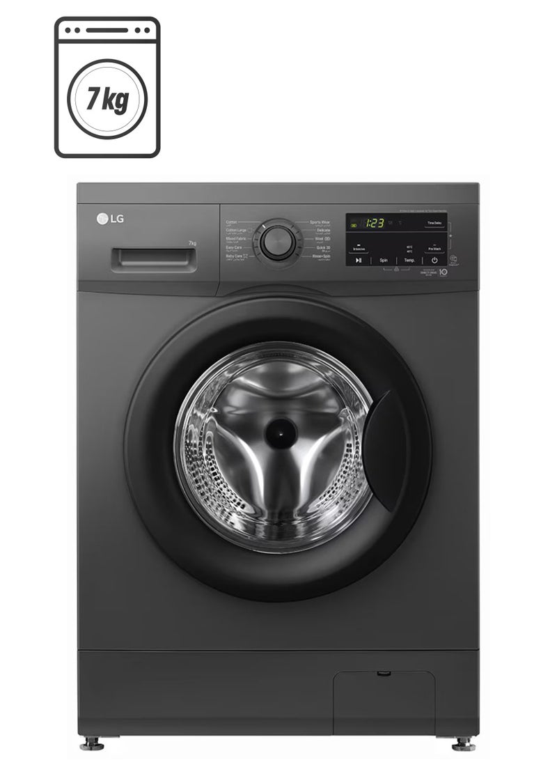 إل جي 2023 7kg Front Load Washing Machine, F2J3HYL6J Black  - Image 1