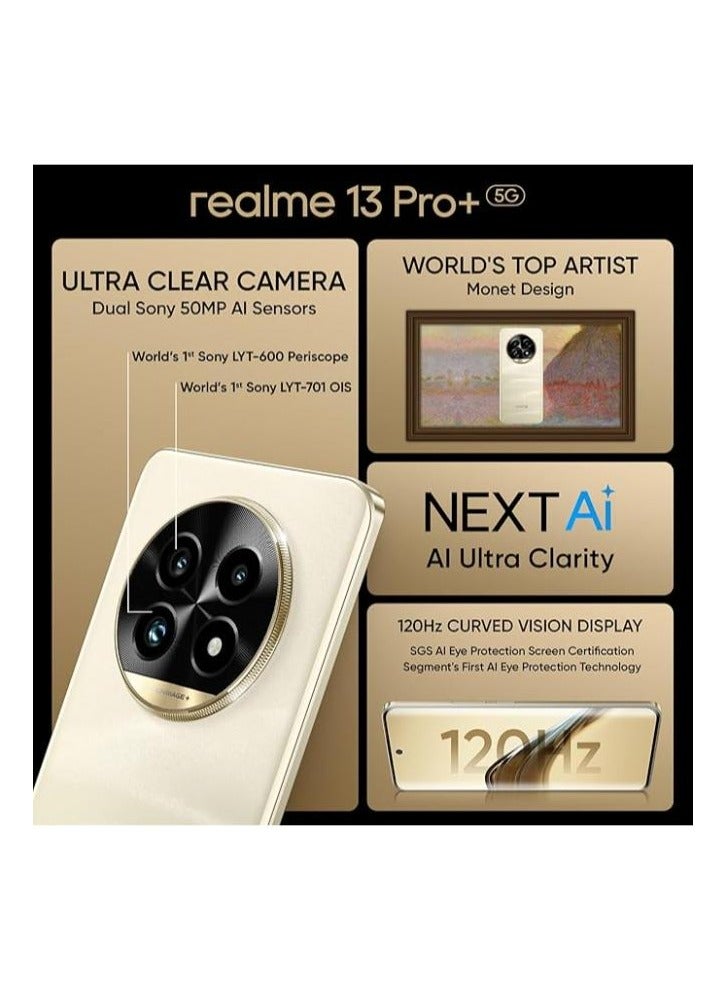 realme - realme 13 Pro Plus 5G 12GB 512 GB Monet Gold -Middle East Version - Image 1