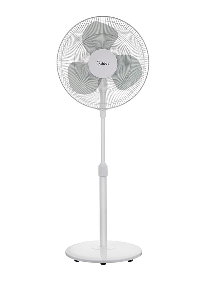 Midea - Pedestal Stand Fan, 16 inch, Oscillation Directions, 3 Speed Levels & Adjustable Height, 3 Leaf Blade with 7.5 Hours Timer, 40 Watts, Best for Home & Office 40 W MFS-160M0BPW White - Image 1