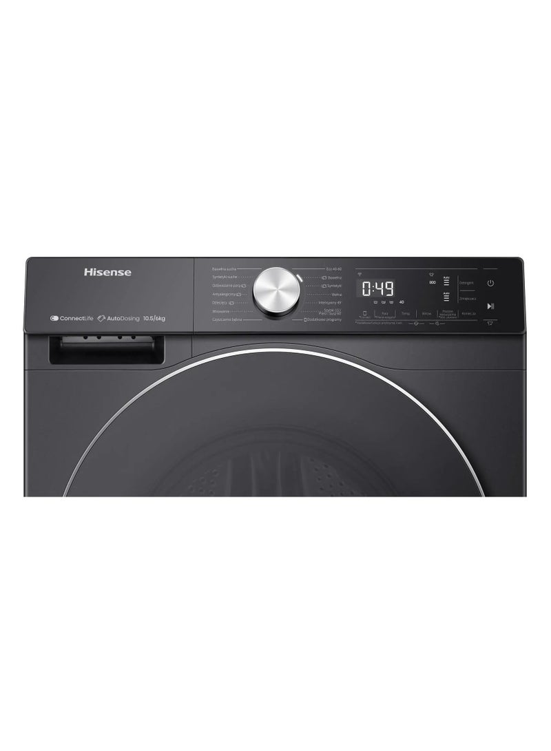 Fully Automatic Washing Machine, Front Loading, 10.5 Kg, Dryer 6 Kg, 1400 RPM, Digital Screen, Black, WD5S1045BB WD5S1045BB black - pnsku/N70127099V/45/_/1730868459/71a638b5-cb5e-4056-a3c1-c8c54346366a