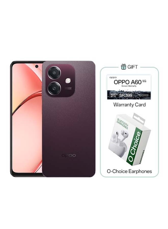 OPPO A60 5G Dual SIM Nebula Red 6GB RAM 256GB - KSA Version With Gift Bluetooth Earphones O Choice  - Image 1