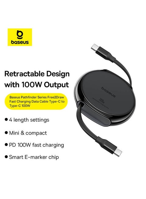 Pathfinder Series Free2Draw Fast Charging Data Cable Type-C to Type-C 100W Black