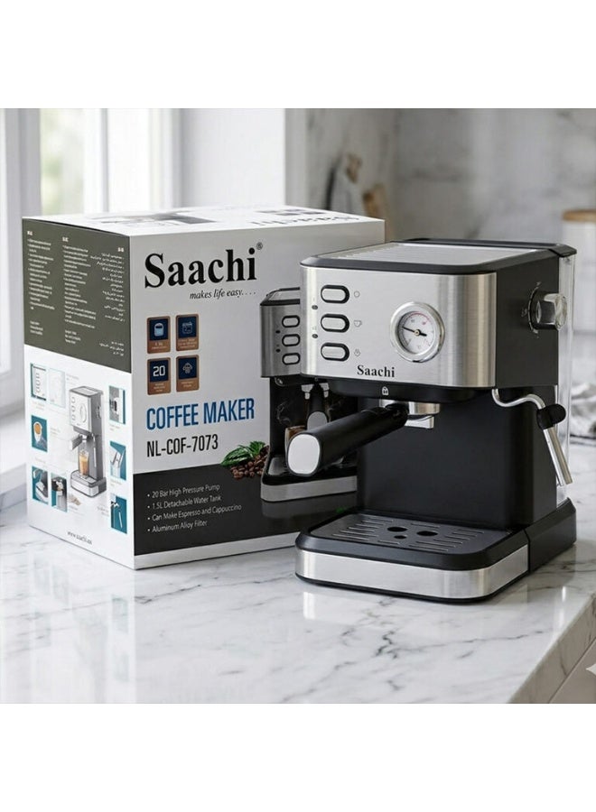 Saachi 20-Bar Espresso Coffee Maker NL-COF-7073-BK, Cappuccino & Latte Machine, 1.5L Removable Water Tank, Milk Frother, Cup Warmer 0.01 L 1050 W NL-COF-7073-BK Black - Image 2