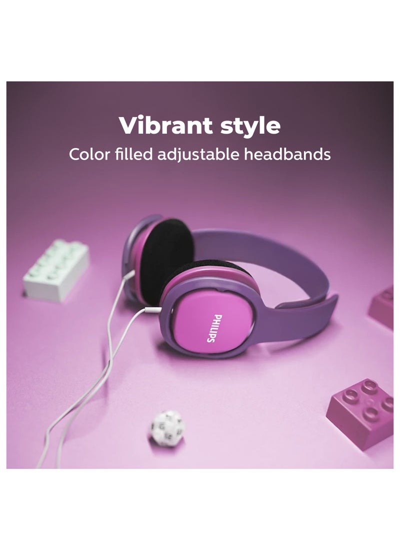 Philips - Wired Kids Over-Ear Noise-Isolating Headphones, Safe sound – Volume Limiting - Ear Cushion Purple - Image 1