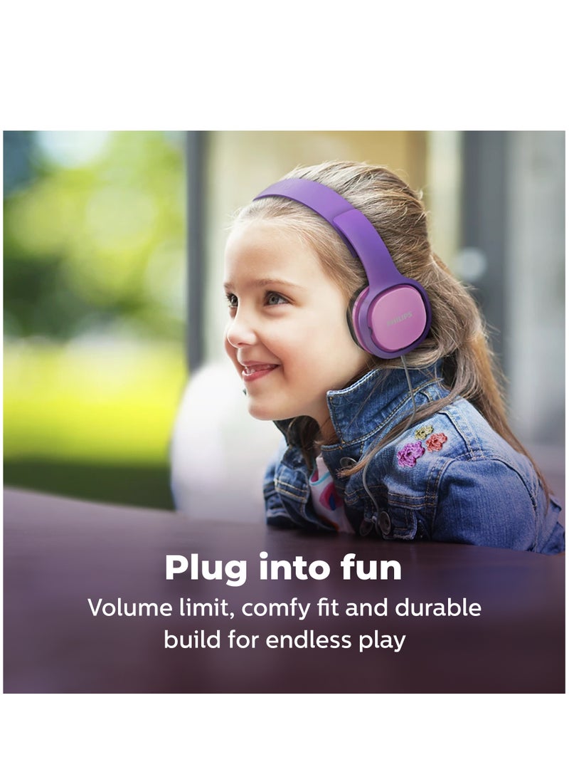 Philips - Wired Kids Over-Ear Noise-Isolating Headphones, Safe sound – Volume Limiting - Ear Cushion Purple - Image 1