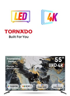تورنيدو 55 Inch 4K ULTRA HD Smart TV, Google TV with Hands Free Voice Control, Dolby Vision Atmos, HDR 10+, Game Mode, 120 HZ, Wide Colour Gamut, DTS HD, Google TV Android, (2024) - 55UA3400E/55UA3400G Black  - Image 1