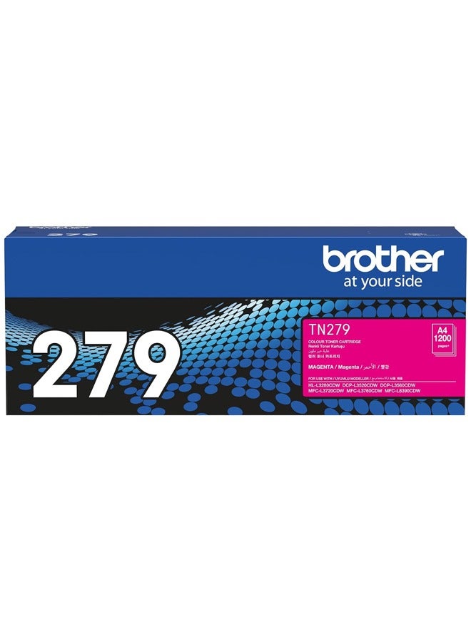 بروذر TN279 Genuine Toner Cartridge for HL-L3280CDW, DCP-L3520CDW, DCP-L3560CDW, MFC-L3720CDW, MFC-L3760CDW Magenta  - Image 1