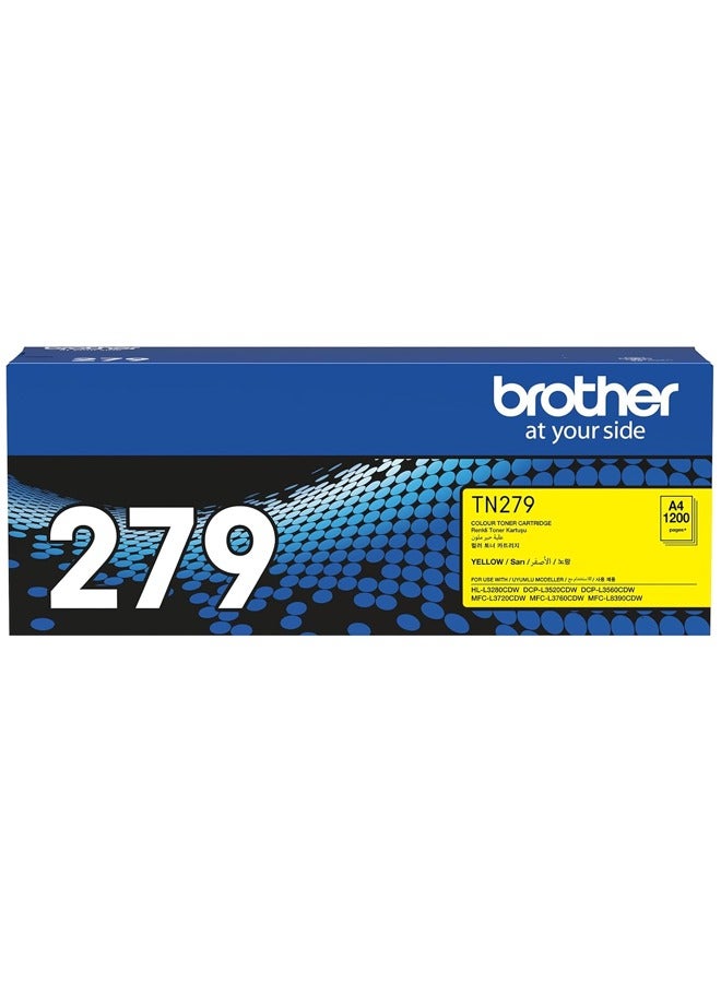 بروذر TN279 Genuine Toner Cartridge for HL-L3280CDW, DCP-L3520CDW, DCP-L3560CDW, MFC-L3720CDW, MFC-L3760CDW Yellow  - Image 1
