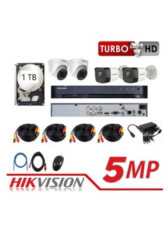 HIKVISION 5MP 4CH Kit 2x Indoor 2x Outdoor Full Kit with 1TB HDD With AI Functions.  - Image 1