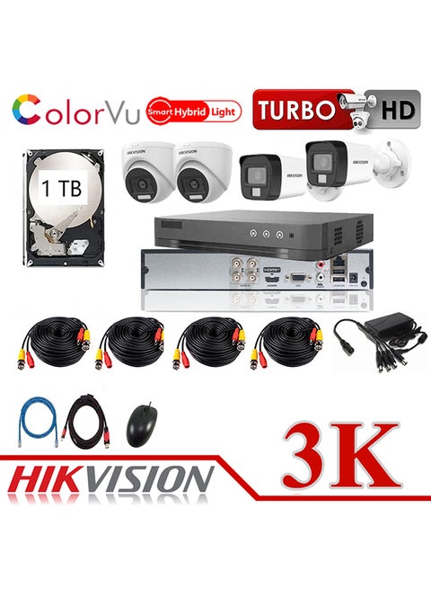 5MP 4CH Kit 2x Indoor 2x Outdoor Full Kit with 1TB HDD With AI Functions.