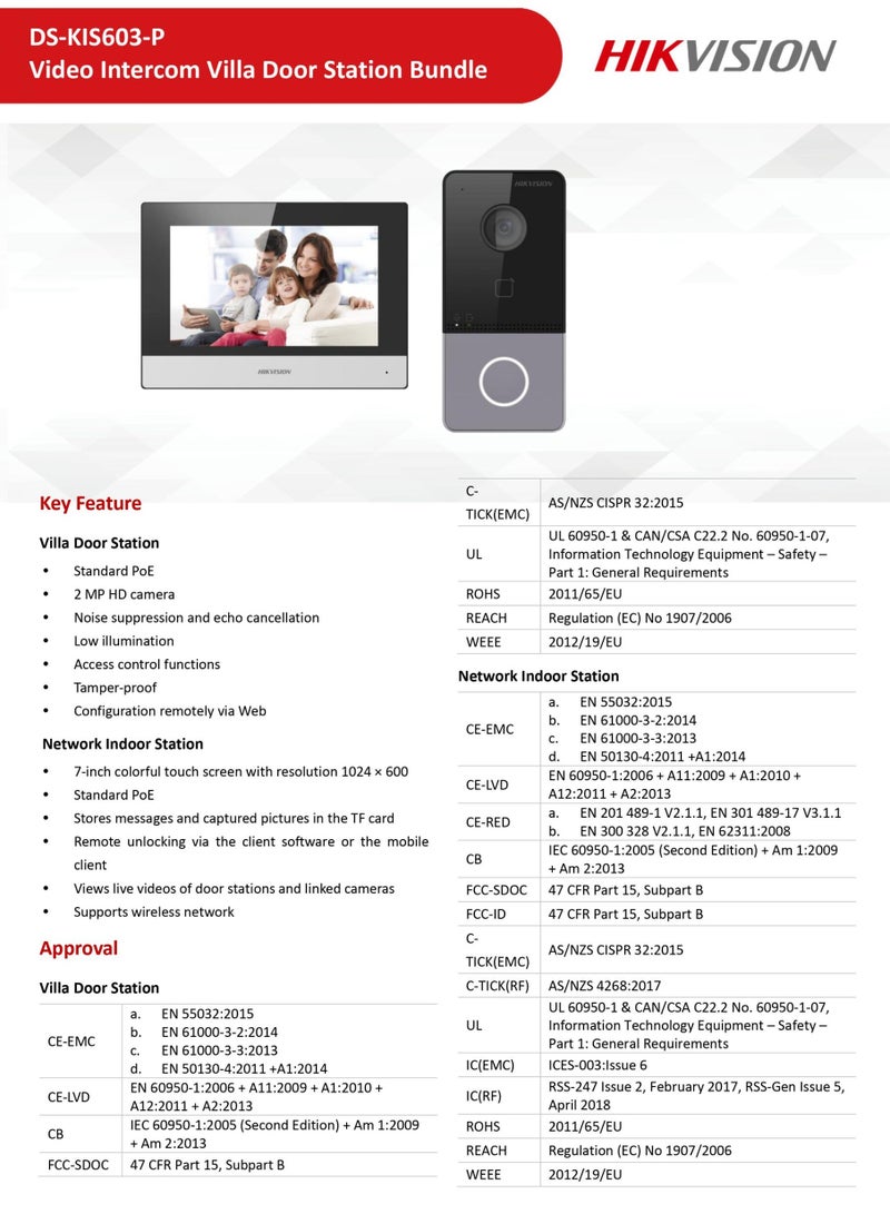 HIKVISION IP video intercom kit, DS-KIS603-P  - Image 2