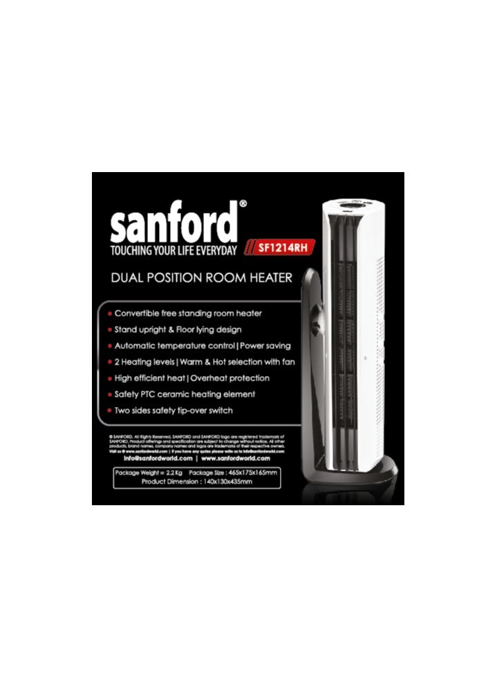 سانفورد Dual Position Convertible Free Standing Room Heater, Auto temperature control 1800 W SF1214RH BS White  - Image 3