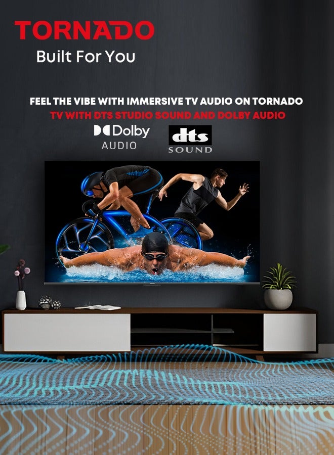 TORNADO - 65 Inch 4K ULTRA HD Smart TV, Google TV with Hands Free Voice Control, Dolby Vision Atmos, HDR 10+, Game Mode, 120 HZ, Wide Colour Gamut, DTS HD, Google TV Android, (2024) - 65UA3400E/65UA3400G Black - Image 1