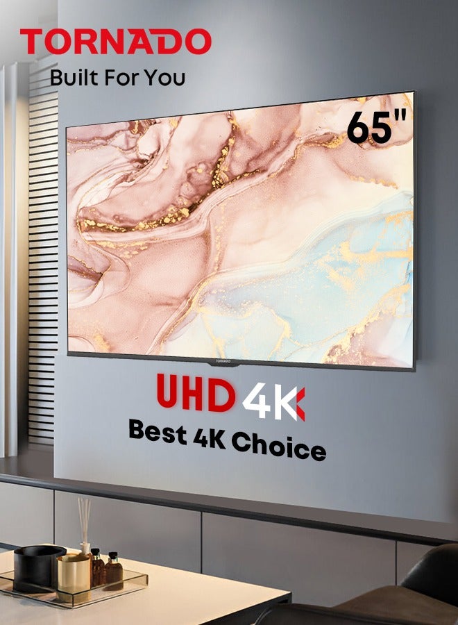 TORNADO - 65 Inch 4K ULTRA HD Smart TV, Google TV with Hands Free Voice Control, Dolby Vision Atmos, HDR 10+, Game Mode, 120 HZ, Wide Colour Gamut, DTS HD, Google TV Android, (2024) - 65UA3400E/65UA3400G Black - Image 1