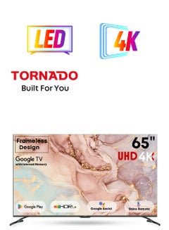 TORNADO 65 Inch 4K ULTRA HD Smart TV, Google TV with Hands Free Voice Control, Dolby Vision Atmos, HDR 10+, Game Mode, 120 HZ, Wide Colour Gamut, DTS HD, Google TV Android, (2024) - 65UA3400E/65UA3400G Black  - Image 1