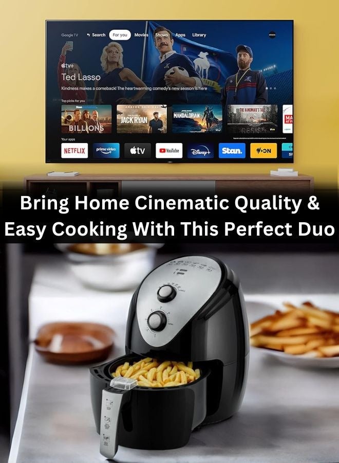 سوني 55-inch 4K UHD Smart TV with 3.5L Air Fryer Bundle | 4k Resolution | HDR, HDR10 | Dolby Atmos Audio | Healthy Cooking | Perfect for Family Movie Nights! KD-55X75K+Air-Fryer Black - Image 3