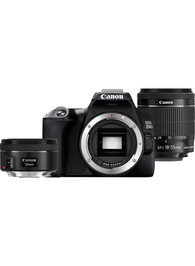 كانون - EOS 250D And EF-s 18-55mm f/4-5.6 IS STM Lens - Black - Image 1