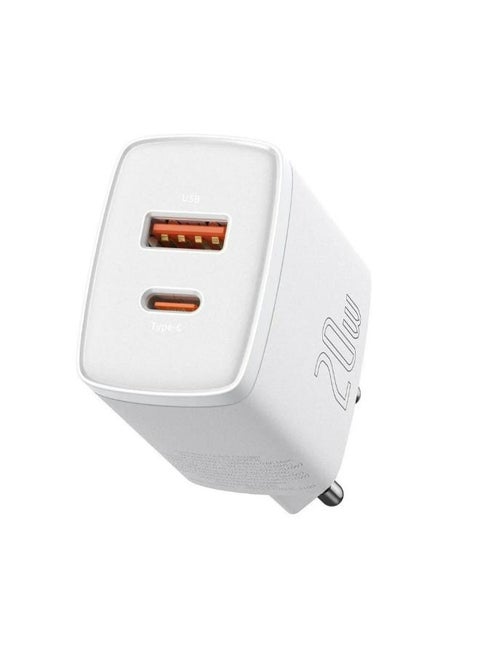 20W USB C PD Fast Charger, Dual Port Type-C QuickQC3.0 Wall Adapter EU Plug, for iPhone 13/12/12 Mini/12 Pro/12 Pro Max, Galaxy, Pixel 4/3, iPad Pro, AirPods pro White