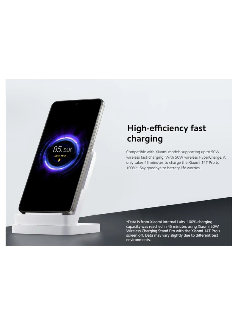 Xiaomi 50W Wireless Charging Stand Pro | 50W wireless HyperCharge | Optimal viewing angle Quiet heat dissipation | Safe and reliable | White - Image 2