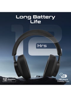 PROMATE Promate Wireless stereo headphones with high sound, 12 hours play time with 400mAh Battary ,10m Operating distance, Comfortable ear cushions, Adjustable head strap & Foldable design Black  - Image 3