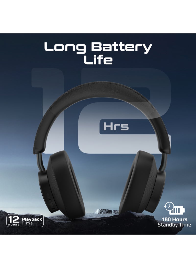 PROMATE - Promate Wireless stereo headphones with high sound, 12 hours play time with 400mAh Battary ,10m Operating distance, Comfortable ear cushions, Adjustable head strap & Foldable design Black - Image 1