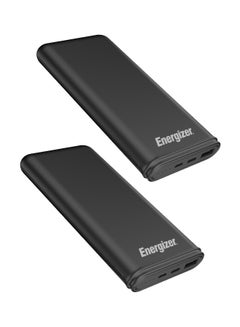 10000 mAh Bundle of 2x Max 2.1A Rapid Charging Power Bank With Dual Outputs - Type-C And USB-A, Dual Inputs, Micro-USB And Type-C Black