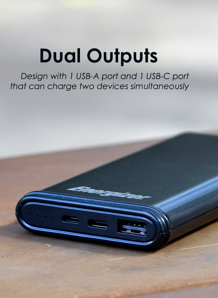 Energizer - 10000 mAh Bundle of 2x Max 2.1A Rapid Charging Power Bank With Dual Outputs - Type-C And USB-A, Dual Inputs, Micro-USB And Type-C Black - Image 1