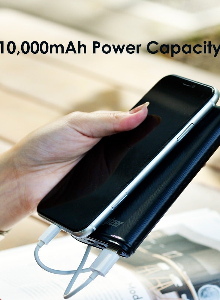 Energizer - 10000 mAh Bundle of 2x Max 2.1A Rapid Charging Power Bank With Dual Outputs - Type-C And USB-A, Dual Inputs, Micro-USB And Type-C Black - Image 1