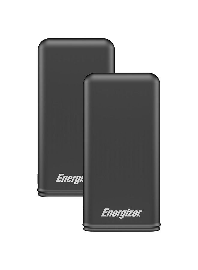 Energizer - 10000 mAh Bundle of 2x Max 2.1A Rapid Charging Power Bank With Dual Outputs - Type-C And USB-A, Dual Inputs, Micro-USB And Type-C Black - Image 1