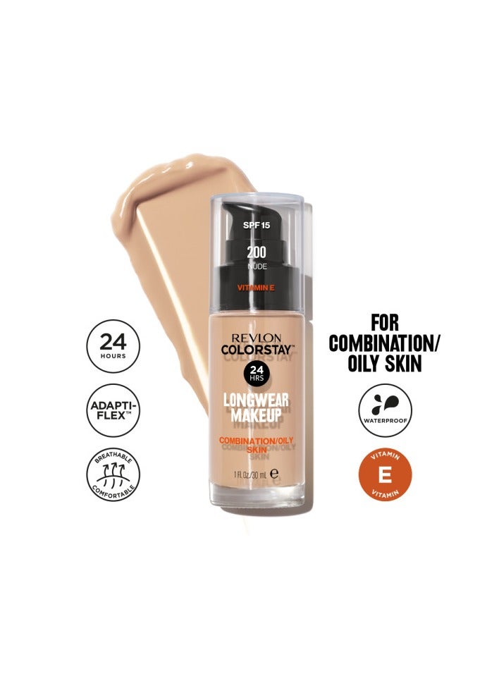 Revlon - ColorStay™ Longwear Makeup for Combination Oily Skin SPF 15 Nude 200 - Image 1