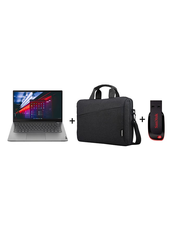 Lenovo ThinkBook 14 G2 ITL (‎20VD0012AD) Laptop With 14-Inch FHD Display, Core i5-1135G7 Processer/8GB RAM/256GB SSD/Integrated Intel Iris Xe Graphics/Windows 10 Pro 64  + Casual Toploader Laptop Bag 15.6 inch Black + Sandisk 16GB Cruzer Blade USB 2.0 Flash Drive English/Arabic Grey - Image 1