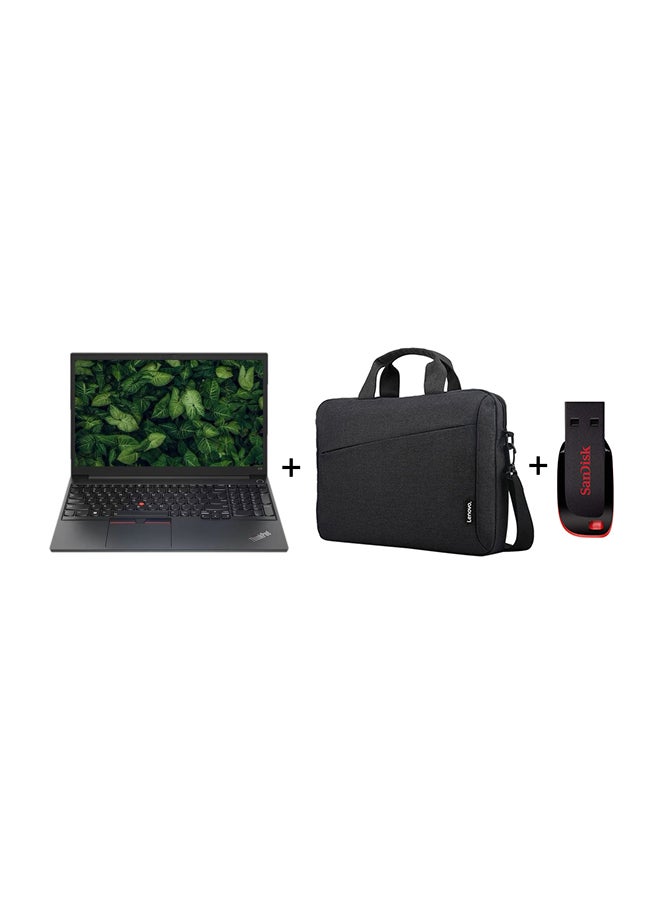 Lenovo Thinkpad E15 Laptop With 15-inch Display, Ryzen 7–5825U Processor/8GB RAM/512GB SSD/Windows 11 Pro/AMD Radeon Graphics + Casual Toploader Laptop Bag 15.6 inch Black + Sandisk 16GB Cruzer Blade USB 2.0 Flash Drive English/Arabic Black  - Image 1