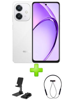 OPPO A3 Dual SIM Starlight White 6 GB RAM 128 GB 4G GSM/LTE/UMTS Middle East Version With Adjustable Desktop Stand for Phones/Tablets Black+ Bluetooth Headset Sports Black