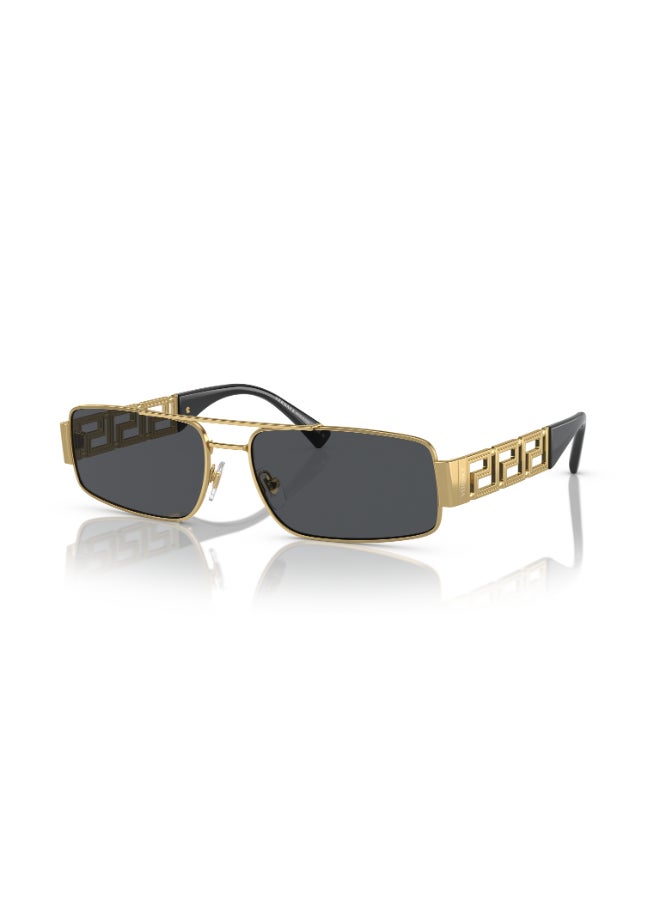 فيرزاتشي Men's Rectangular Shape Metal Sunglasses 2257 - Lens Size: 60 Mm - Gold  - Image 1