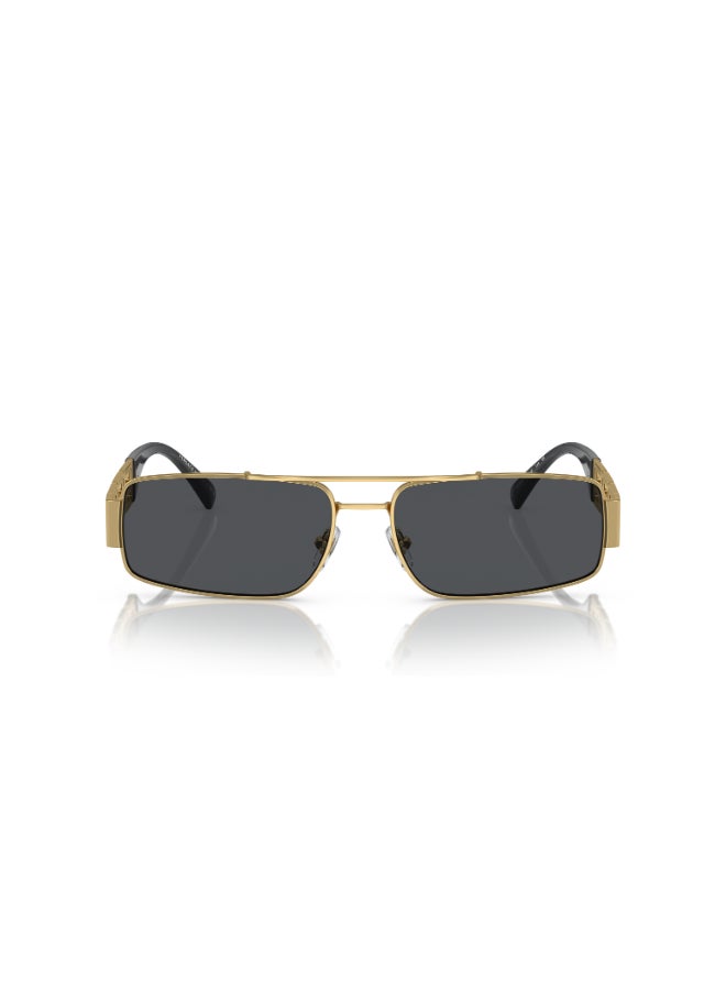 فيرزاتشي Men's Rectangular Shape Metal Sunglasses 2257 - Lens Size: 60 Mm - Gold  - Image 2