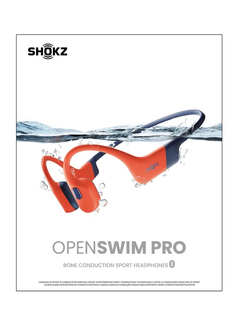 SHOKZ OpenSwim Pro Bone Conduction Sports Headphones, IP68 Waterproof Open-Ear Wireless Earphones with Bluetooth 5.4, 32GB of MP3 Storage, Noise Canceling Mics, 9h Playtime for Running, Swimming Red  - Image 2