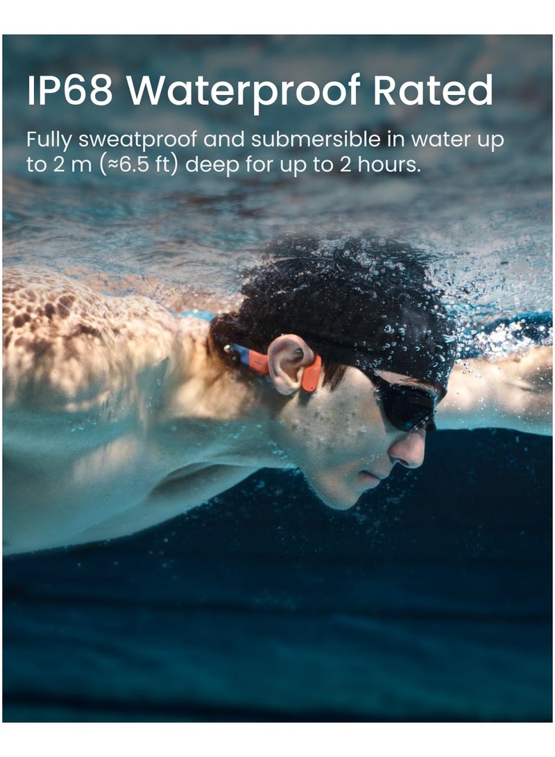 SHOKZ OpenSwim Pro Bone Conduction Sports Headphones, IP68 Waterproof Open-Ear Wireless Earphones with Bluetooth 5.4, 32GB of MP3 Storage, Noise Canceling Mics, 9h Playtime for Running, Swimming Red  - Image 3