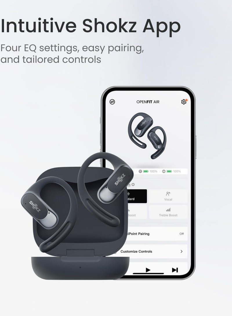 OpenFit Air - Open-Ear Headphones, True Wireless Earbuds, Water Resistant, Secure Earhooks for Daily Use Black