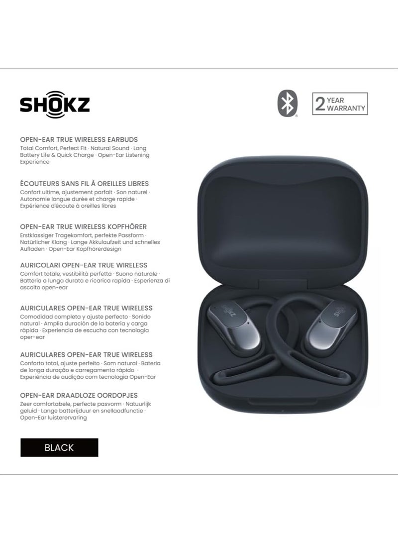 OpenFit Air - Open-Ear Headphones, True Wireless Earbuds, Water Resistant, Secure Earhooks for Daily Use Black