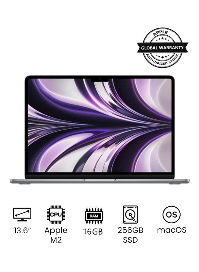 Apple MacBook Air MC7U4 13.6-Inch Display : Apple M2 chip with 8-core CPU and 8-core GPU, 16GB RAM/256GB SSD(International Version) English Space Grey - Image 1